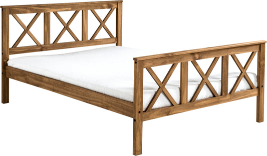 SALVADOR 4'6" BED HIGH FOOT END - DISTRESSED WAXED PINE
