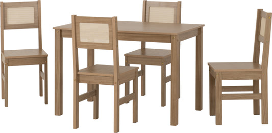 SANTANA 1+4 DINING SET  - LIGHT OAK/RATTAN EFFECT