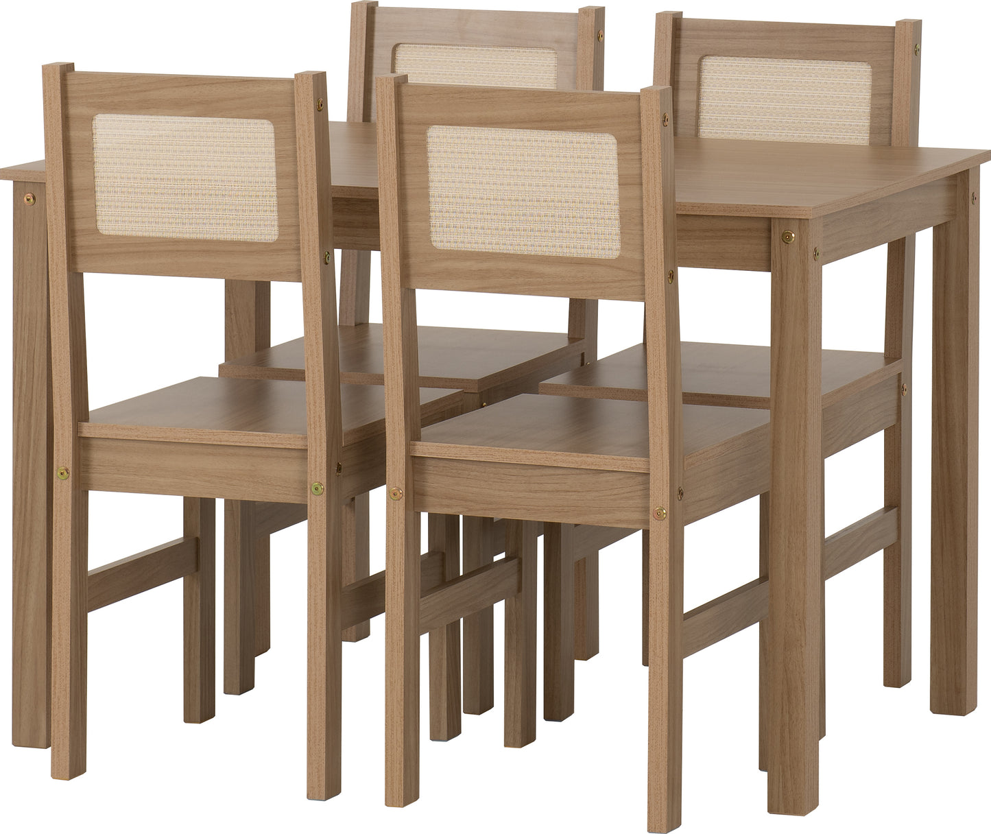 SANTANA 1+4 DINING SET  - LIGHT OAK/RATTAN EFFECT