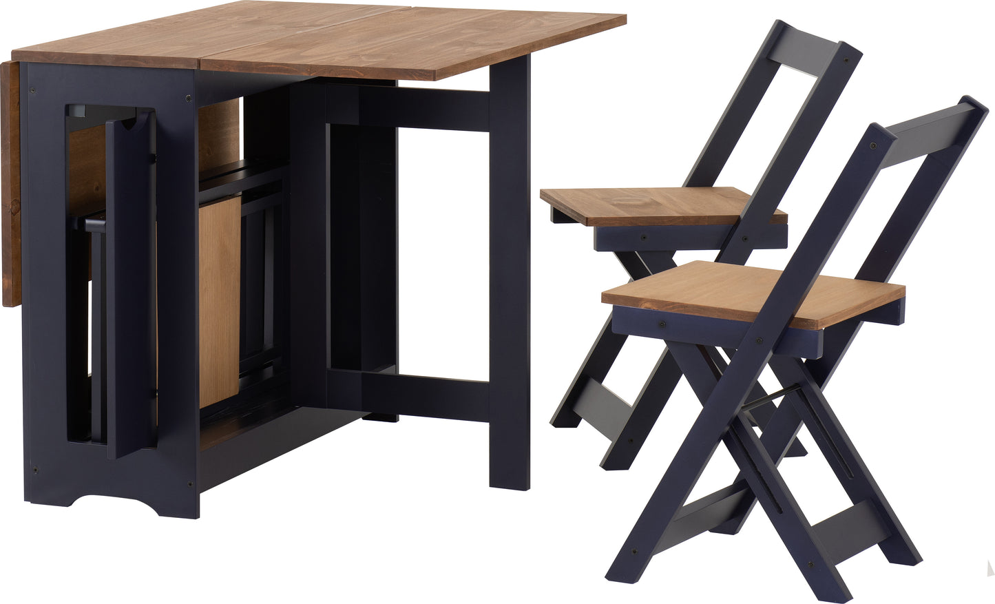 SANTOS BUTTERFLY DINING SET - NAVY BLUE/DISTRESSED WAXED PINE