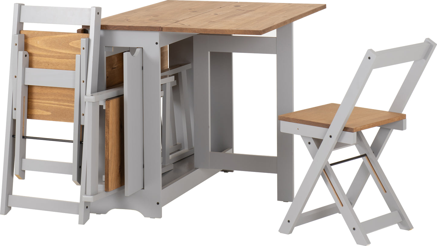 SANTOS BUTTERFLY DINING SET - GREY SLATE/DISTRESSED WAXED PINE