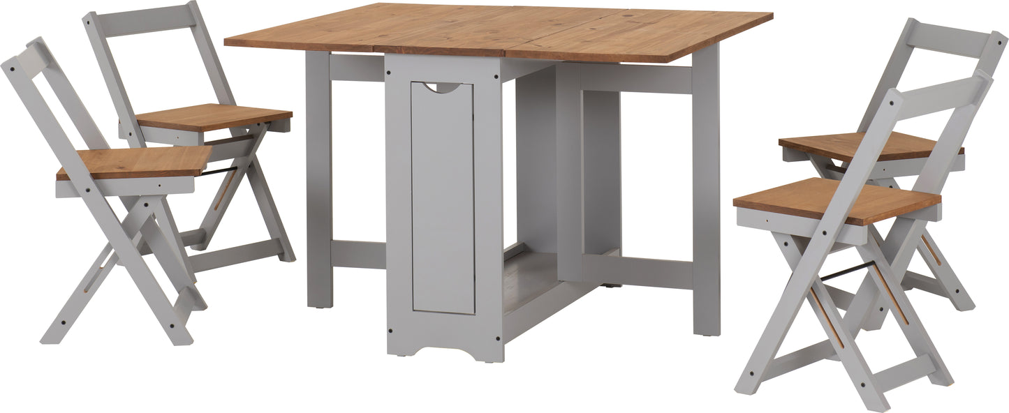 SANTOS BUTTERFLY DINING SET - GREY SLATE/DISTRESSED WAXED PINE