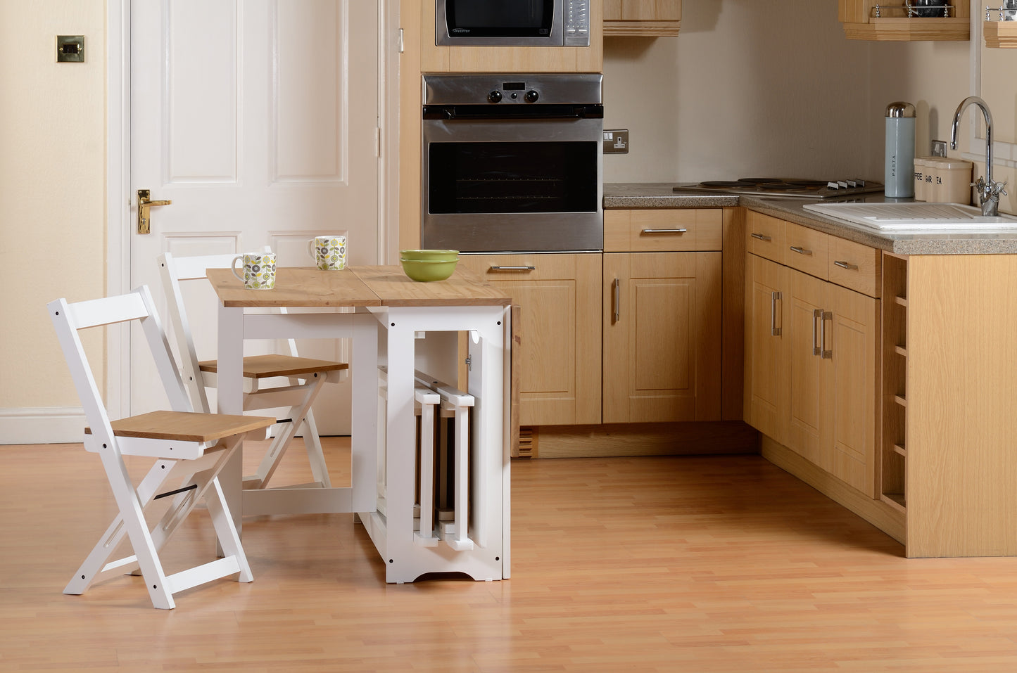 SANTOS BUTTERFLY DINING SET - WHITE/DISTRESSED WAXED PINE