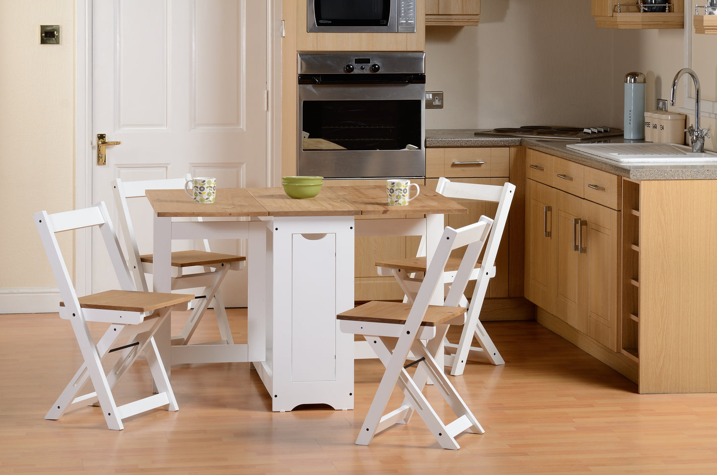 SANTOS BUTTERFLY DINING SET - WHITE/DISTRESSED WAXED PINE