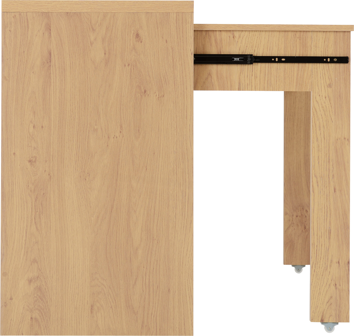 SEVILLE 2 DRAWER SLIDER DESK - WHITE HIGH GLOSS/LIGHT OAK EFFECT VENEER