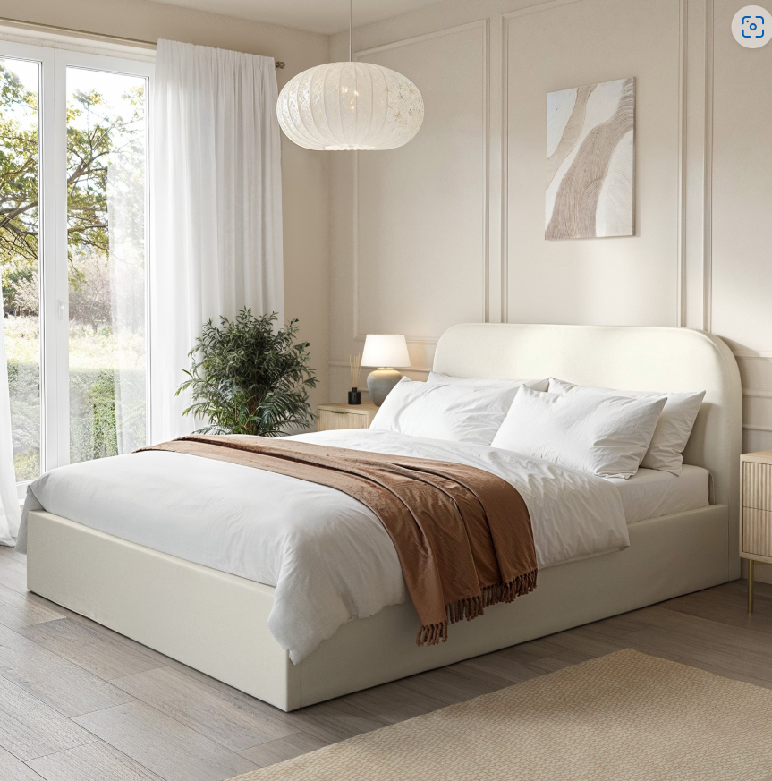 Cream Fabric Ottoman Bed Frame - Zara