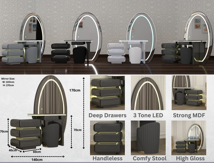 Vanity LED Make-Up Table + Stool