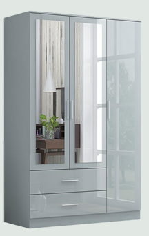 3 Door & 2 Drawer High Gloss Wardrobe