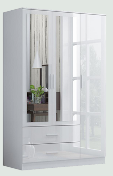 3 Door & 2 Drawer High Gloss Wardrobe
