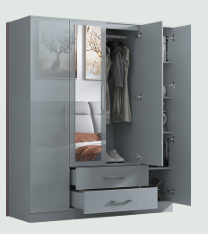 4 Door & 2 Drawer High Gloss Wardrobe