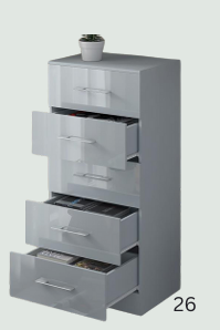 High Gloss 5 Drawer Chest