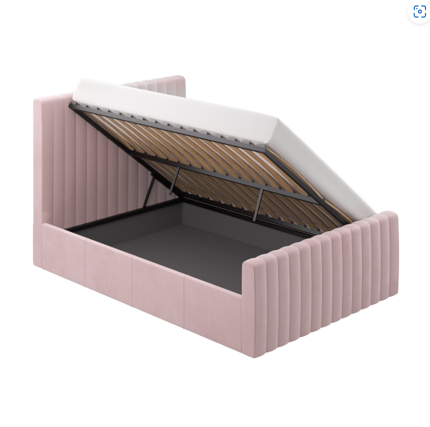 Pink Khloe Velvet Side-Lift Ottoman Bed