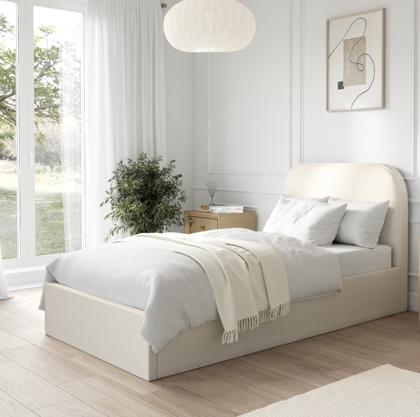 Cream Fabric Ottoman Bed Frame - Zara