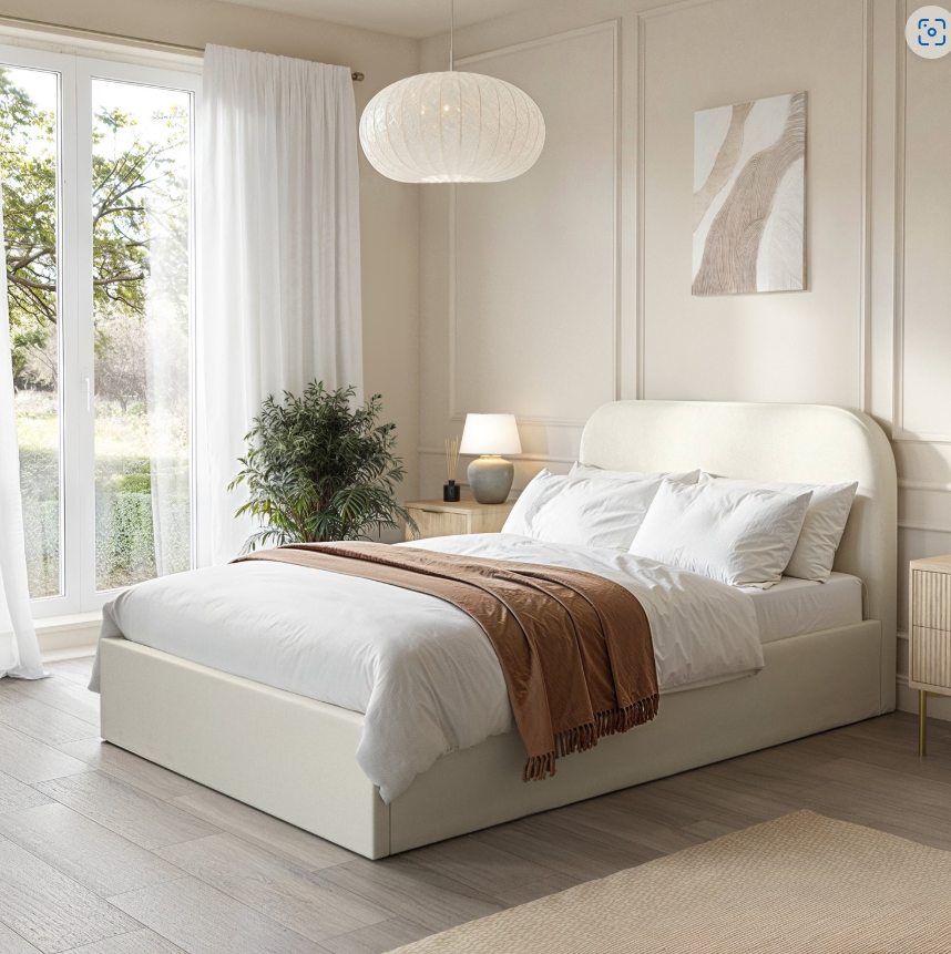 Cream Fabric Ottoman Bed Frame - Zara