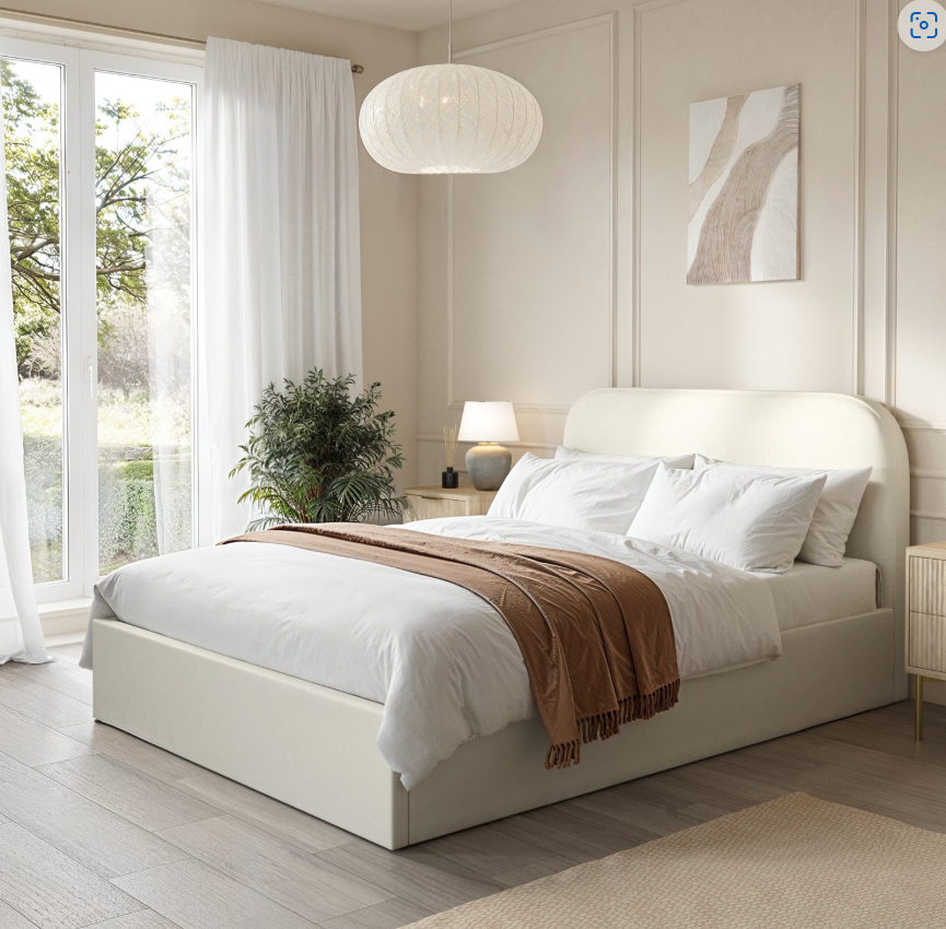 Cream Fabric Ottoman Bed Frame - Zara