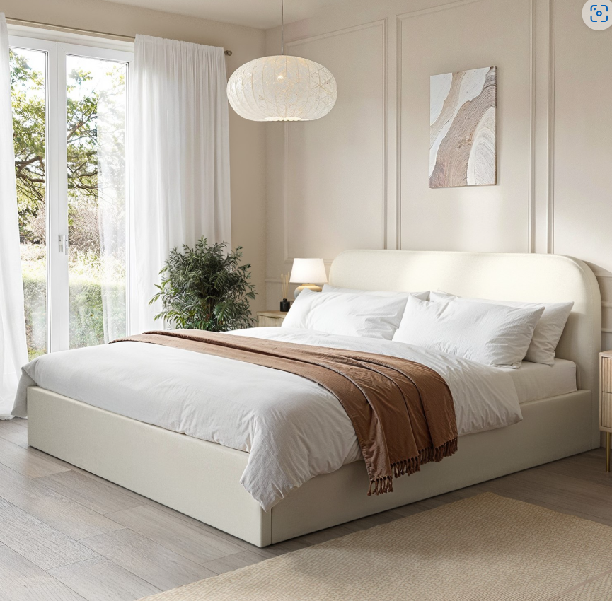 Cream Fabric Ottoman Bed Frame - Zara