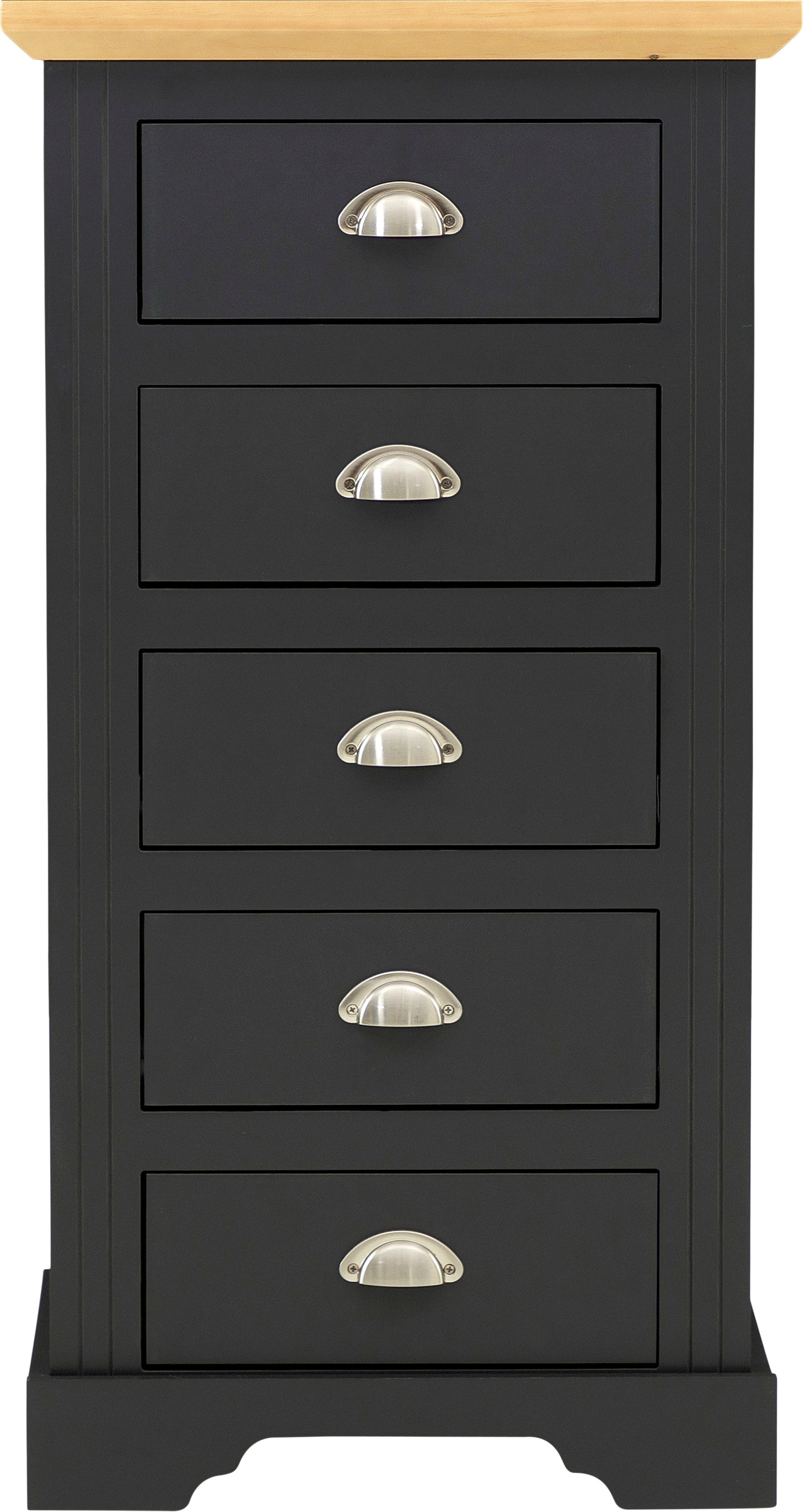 TOLEDO 5 DRAWER NARROW CHEST - GREY/OAK EFFECT