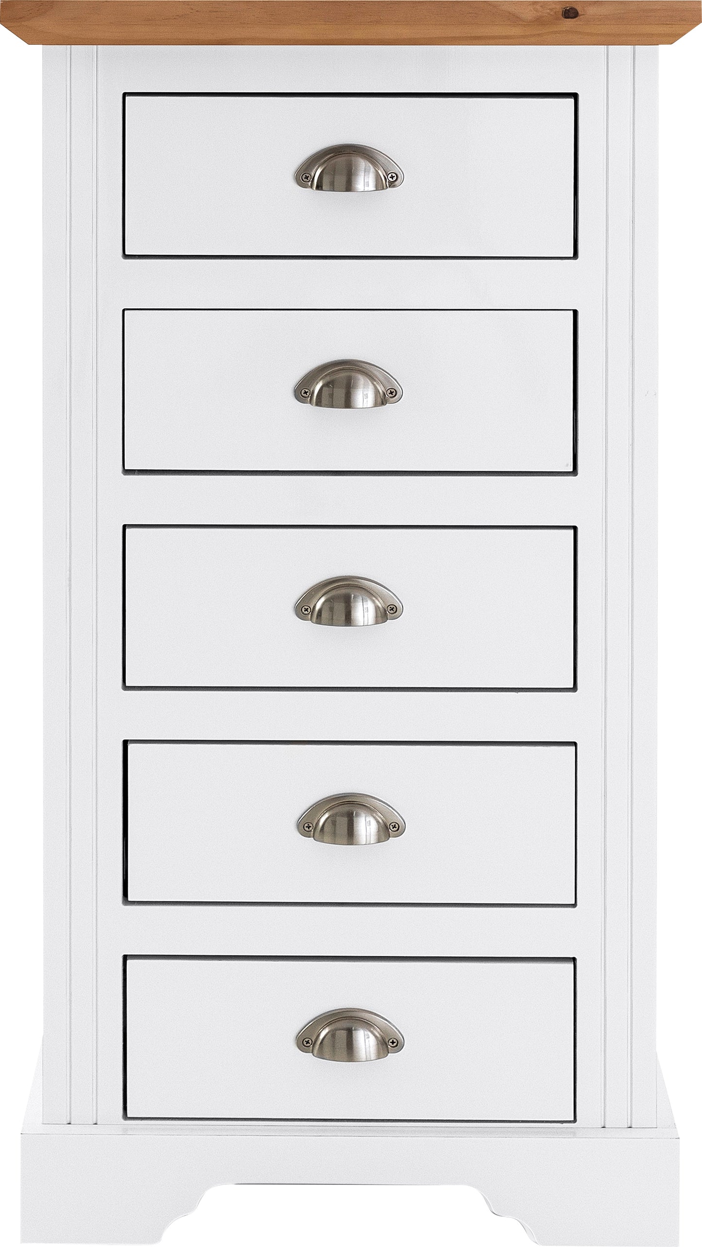 TOLEDO 5 DRAWER NARROW CHEST - WHITE/OAK EFFECT