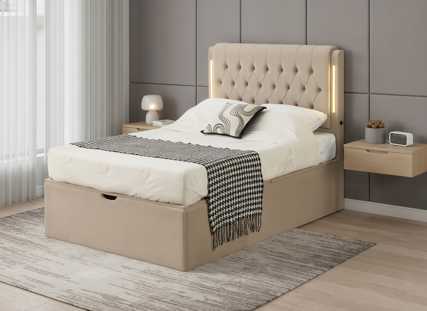 Bed with LED lights