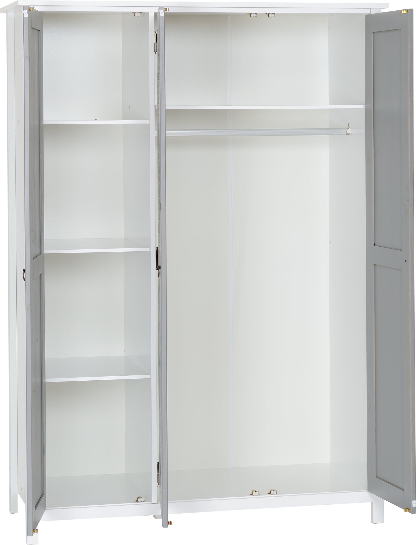 VERMONT 3 DOOR WARDROBE - WHITE/GREY