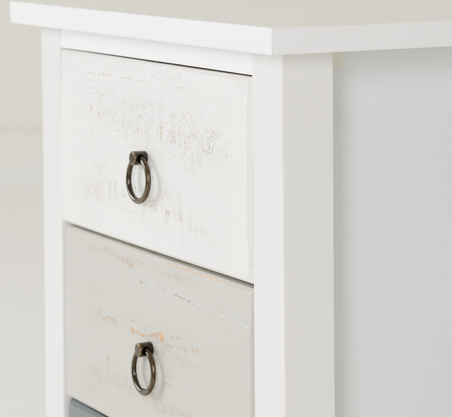 VERMONT 3 DRAWER BEDSIDE - WHITE/GREY