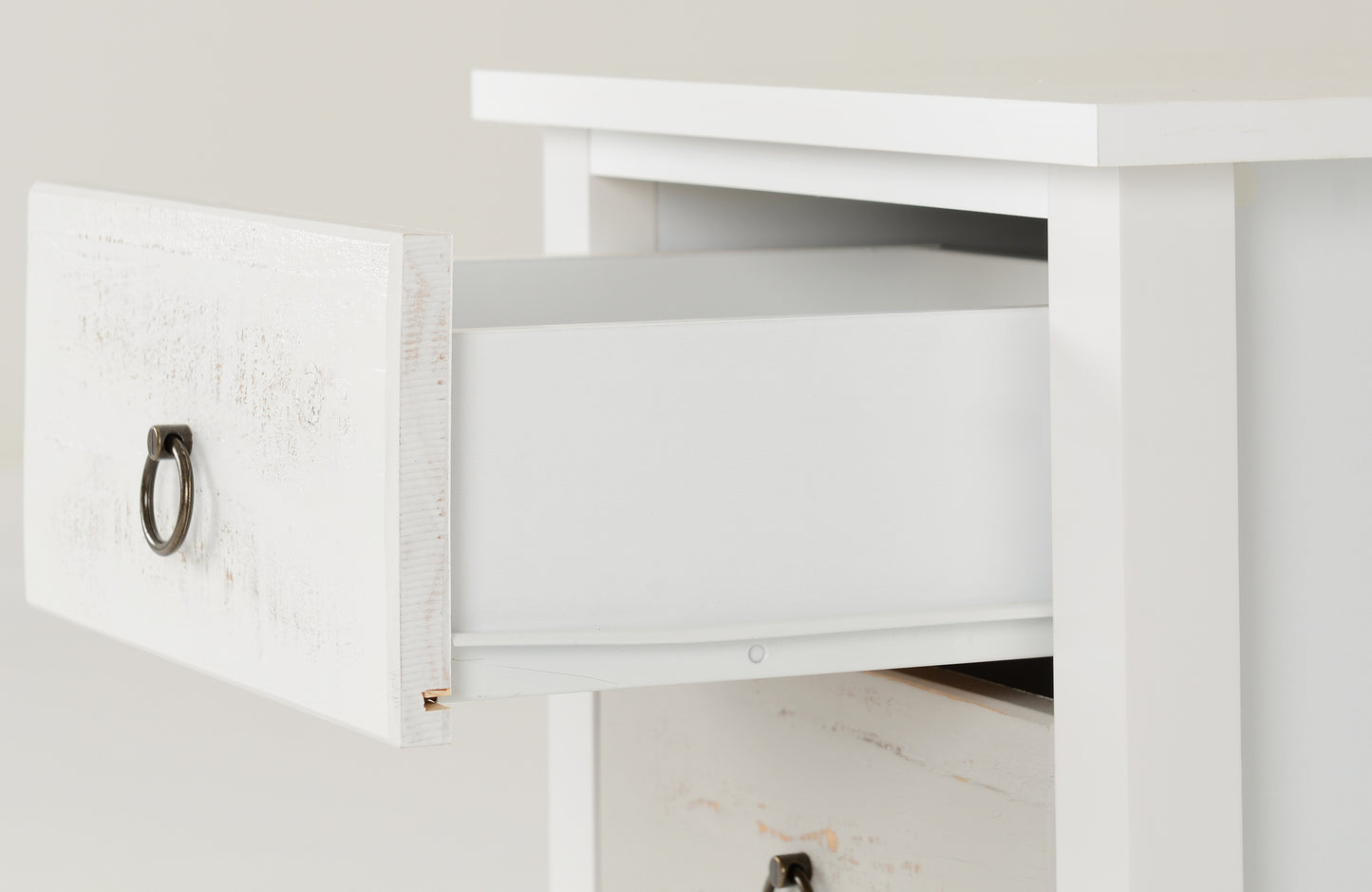 VERMONT 3 DRAWER BEDSIDE - WHITE/GREY