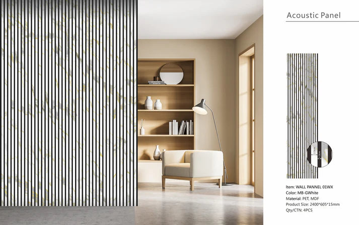 Wall Panel 01WX - Gold and White Marble - Acoustic