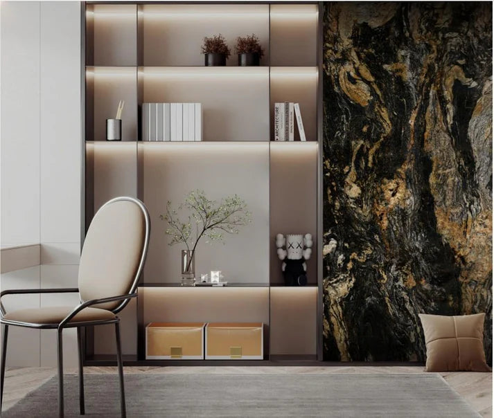 Wall Panel 011C - Gold and Black Marble W:90cm - (Wall Board) Price per 1 Panel