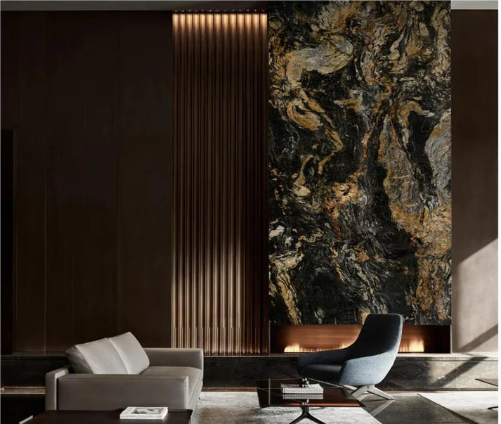 Wall Panel 011C - Gold and Black Marble W:90cm - (Wall Board) Price per 1 Panel
