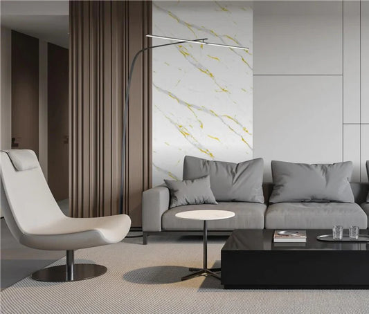 Wall panel 011 D / Gold and White Marble W:90cm - (Wall Board) Price per 1 Panel
