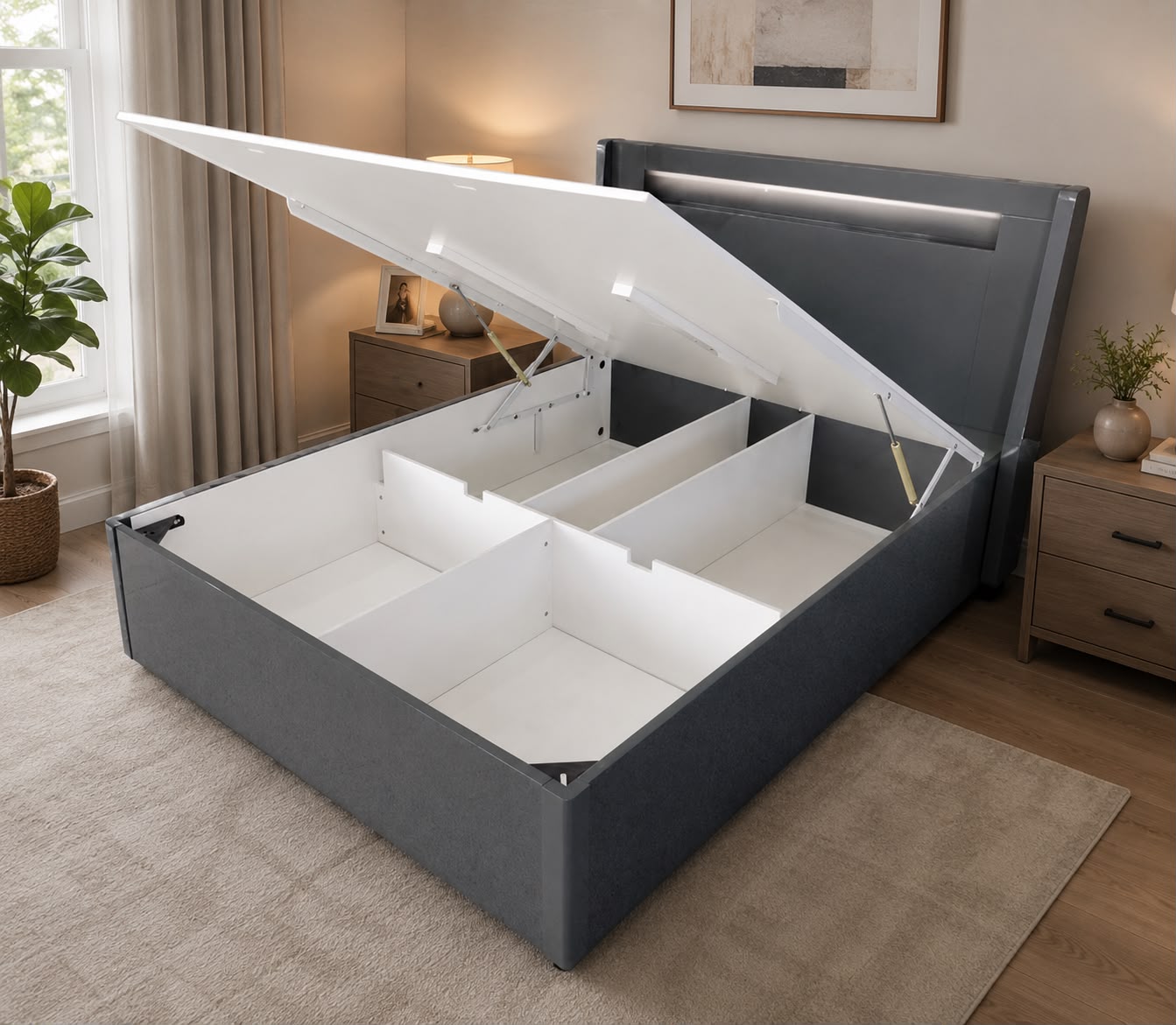 Kensington LED Ottoman Bed frame