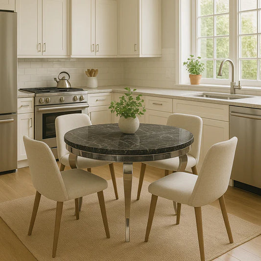 Lewis Round Marble Dining Table Grey