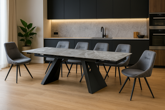 Marble Dining Table 1.6m with 6 chairs