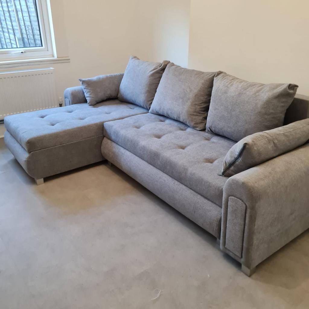 Grey Relax Corner Sofa Bed With Storage
